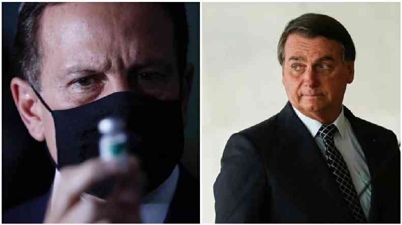 Bolsonaro deixou claro que deciso de suspender parceria com farmacutica chinesa est relacionada a desacordo com o governador de So Paulo, Joo Doria(foto: Divulgao Governo de So Paulo/Reuters)