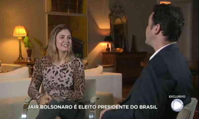 Michelle Bolsonaro concedeu entrevista exclusiva para a TV Record e detalhou onde quer atuar no governo(foto: Reproduo/TV Record)