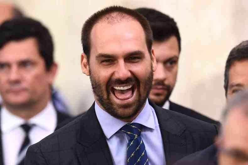 Eduardo Bolsonaro acompanhou a delegao brasileira rumo a Israel(foto: Evaristo S/AFP)