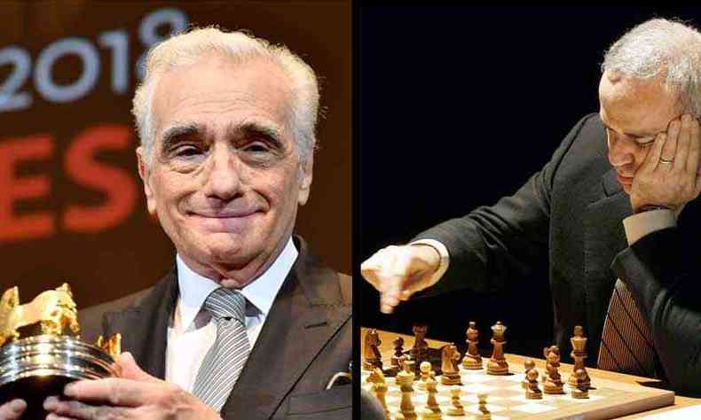 O cineasta Martin Scorsese e o supercampeo do tabuleiro Gary Kasparov recebem cachs que alcanam US$ 100 mil da MasterClass (foto: YANN COATSALIOU/AFP 9/5/18 e Heino Kalis/Reuters 14/4/11)