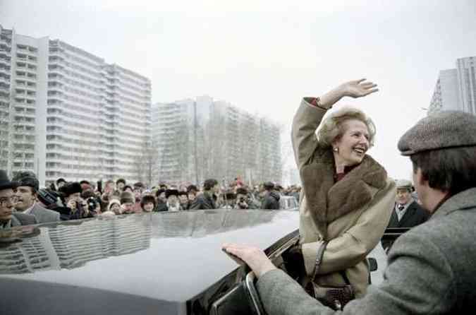 A Dama de Ferro em Moscou, durante visita oficial  Unio Sovitica em 1987(foto: DANIEL JANIN / AFP)