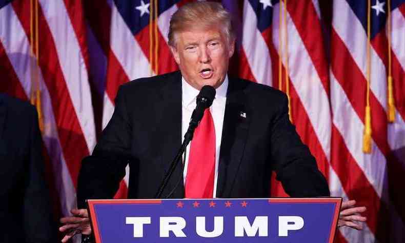 Donald Trump faz primeiro pronunciamento como presidente eleito (foto: MARK WILSON /AFP)