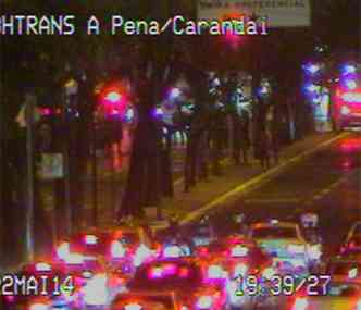 Av. Afonso Pena foi fechada pelos manifestantes(foto: BHTrans/Reproduo)