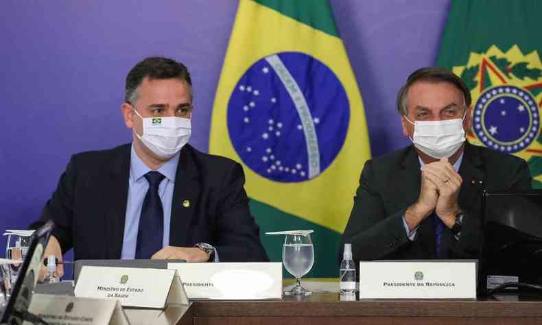 Rodrigo Pacheco, comandante do Congresso, e o presidente Bolsonaro se reuniram nesta quarta (2)(foto: Marcos Corra/PR)
