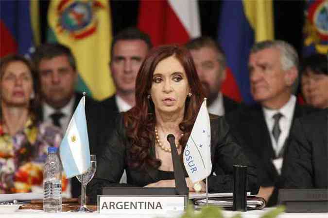 Cristina Kirchner anunciou a deciso em Mendoza, na Argentina(foto: REUTERS/Enrique Marcarian )