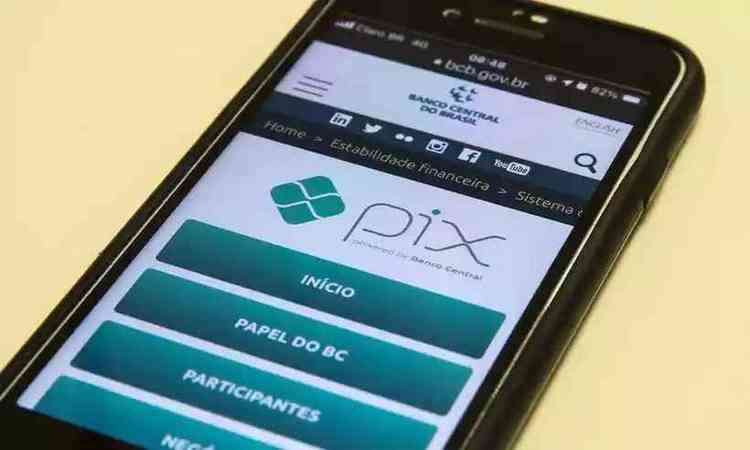 Tela de telefone celular com aplicativo do Pix 