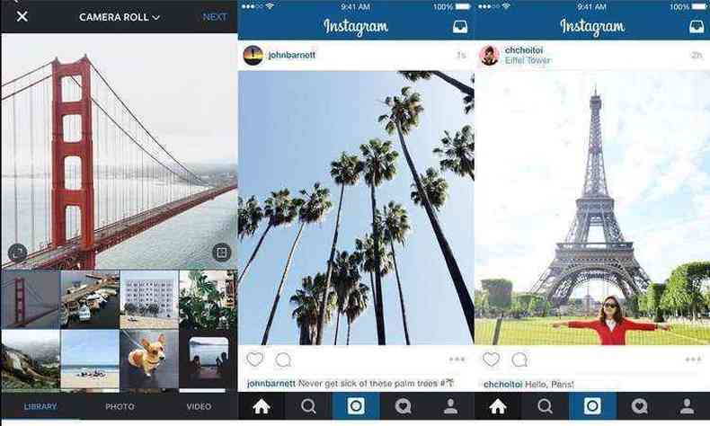 Nova verso do aplicativo permite publicar registros nos formatos paisagem e retrato(foto: Reproduo/Instagram)