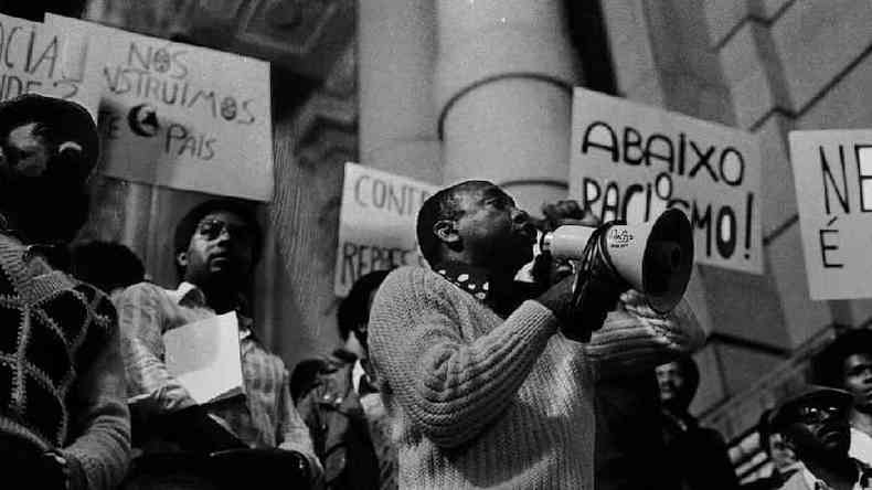 Antonio Leite em manifestao do MNU em julho de 1978