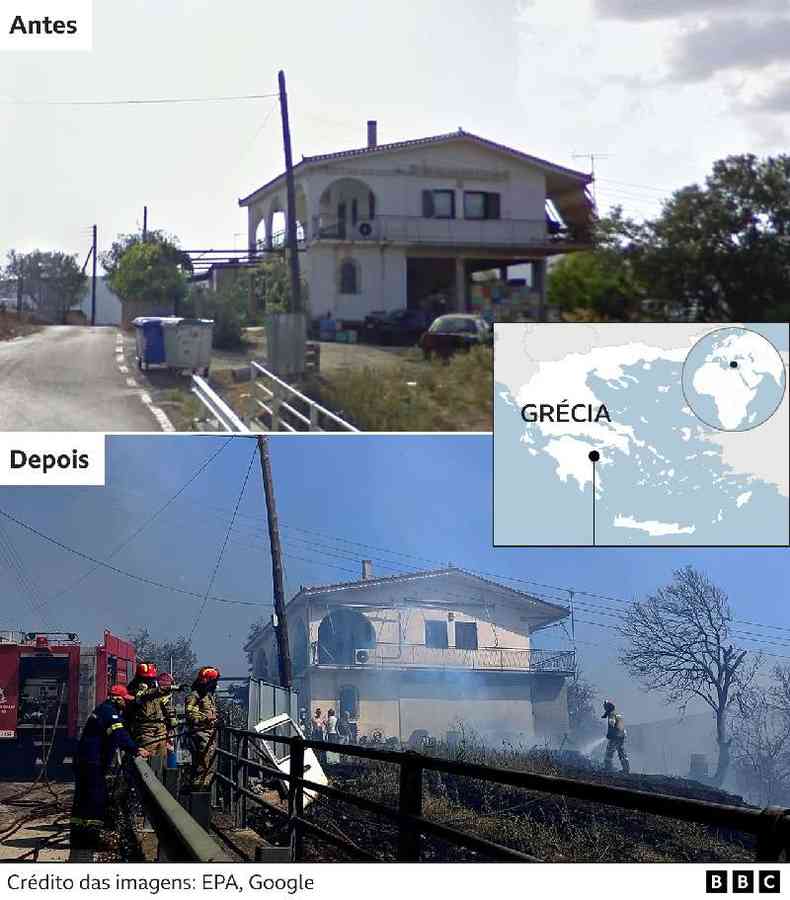 imagens mostram casa antes e depois do incndio