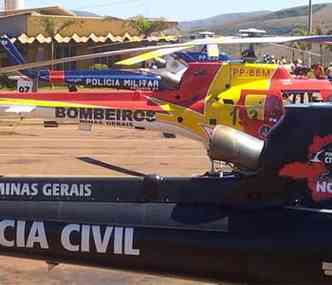 Helicpteros da PM, Polcia Civil e Corpo de Bombeiros auxiliam nas buscas(foto: Batalho de Operaes Areas do Corpo de Bombeiros de Minas Gerais)