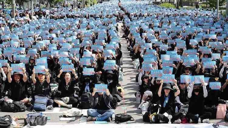 Protestos de professores em Seul