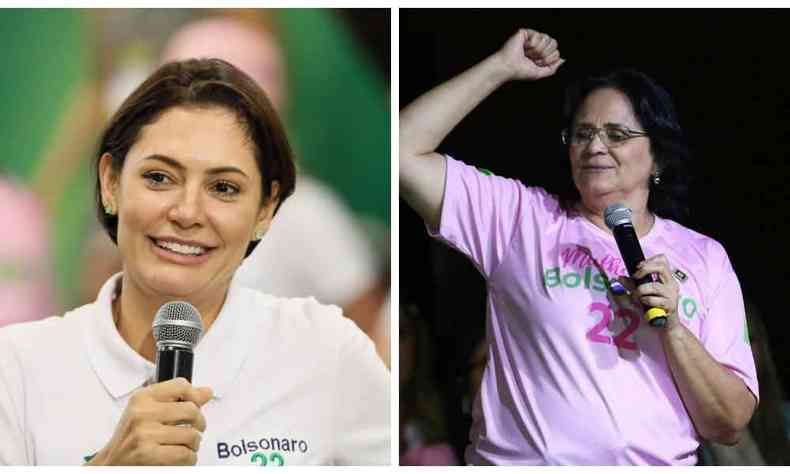 A primeira-dama Michelle Bolsonaro e a senadora eleita Damares Alves