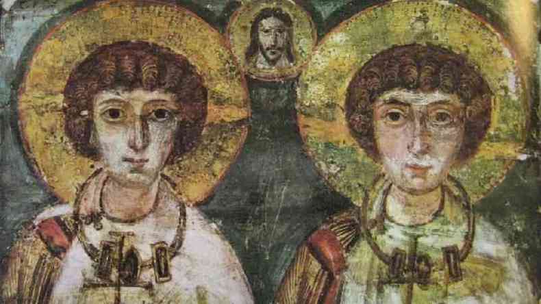 Imagem dos santos Srgio e Baco, datada do sculo 7(foto: Domnio Pblico)