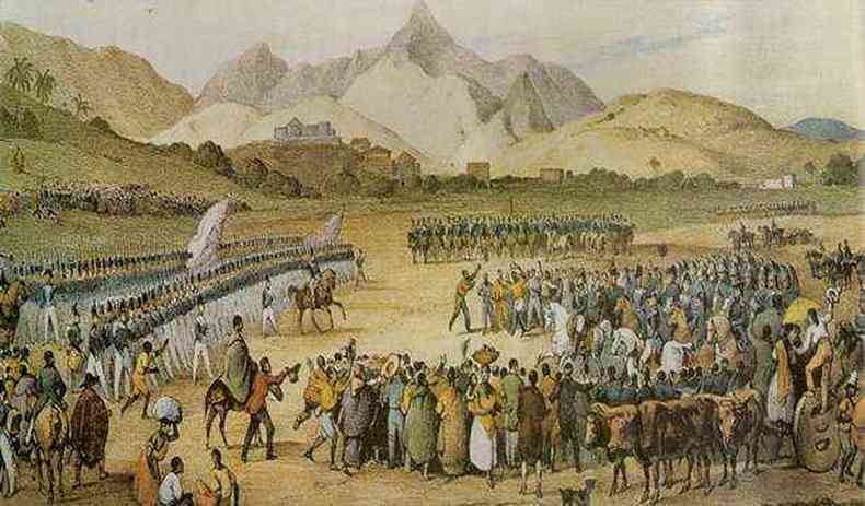 Tropas imperiais rumo ao Maranho para reprimir a revolta.(foto: Pintura de Johann Moritz Rugendas )