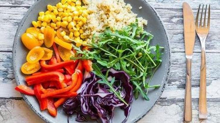 Prato de comida com salada 