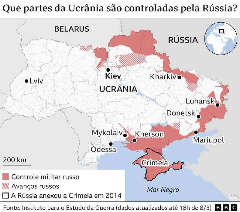 reas da Ucrnia controladas pela Rssia