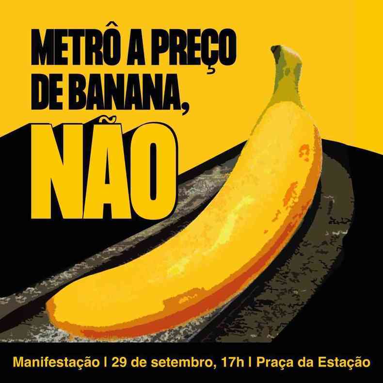 cartaz do protesto, com banana no centro