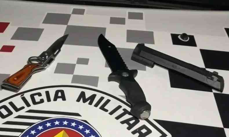 Armas usadas no crime contra professoras de escola no interior de So Paulo