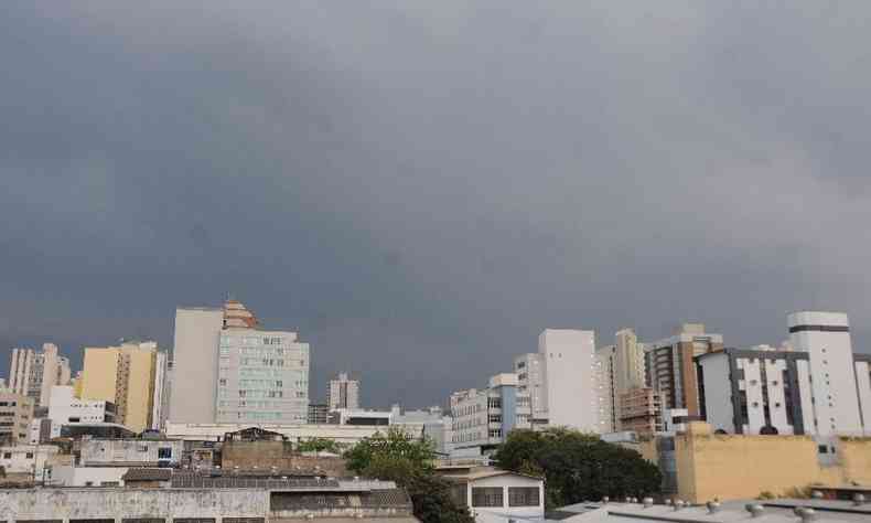 Clima paisagem de Belo Horizonte com o cu encoberto azul previso de chuva