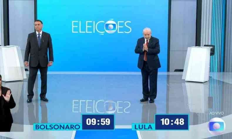 Jair Bolsonaro e Lula durante debate da Globo