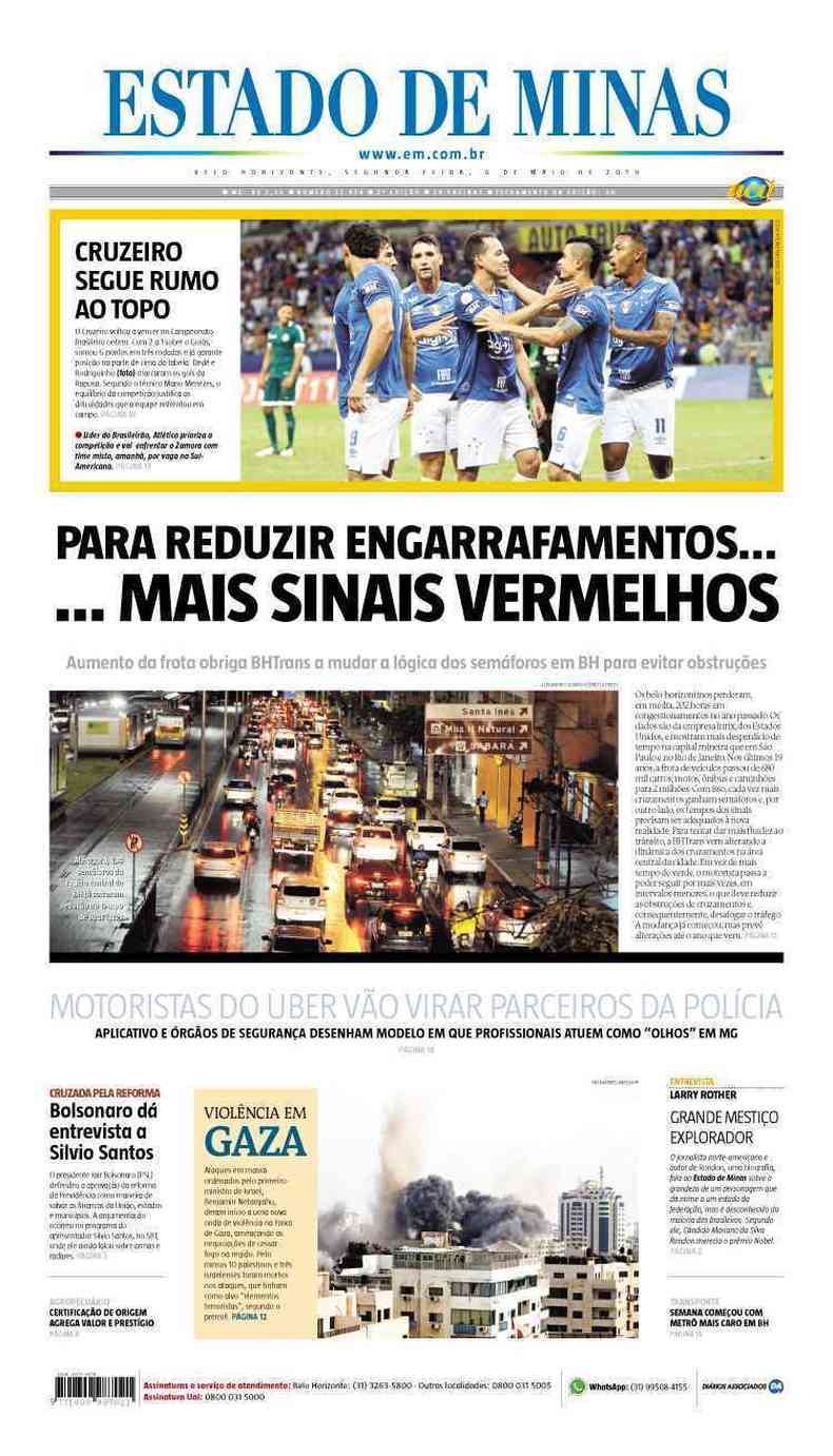 Confira a Capa do Jornal Estado de Minas do dia 06/05/2019(foto: Estado de Minas)