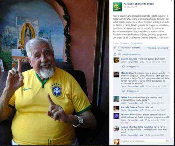 Ator completou 80 anos no dia 15 e ganhou homenagem de f clube no Facebook(foto: Facebook/Reproduo)