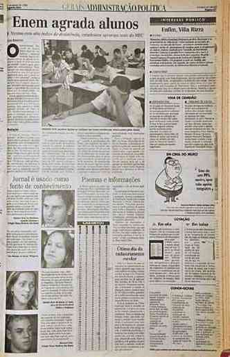 Edio de 31 de agosto de 1998 destacou a cobertura ao primeiro exame de avaliao do ensino mdio
