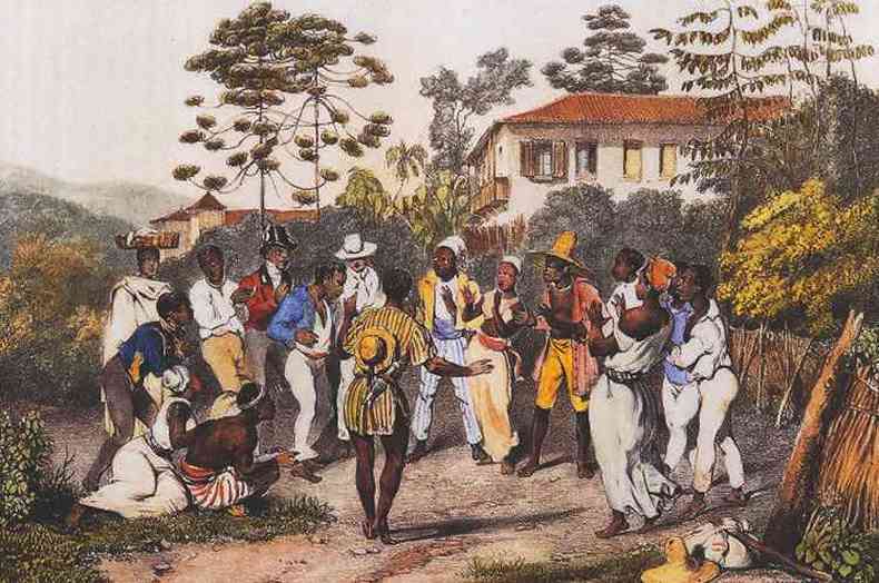 'Apunte de Batuque', do alemo Rugendas (1802-1858): um retrato dos primrdios do samba, no sculo XIX (foto: Domnio Pblico/Dedoc)