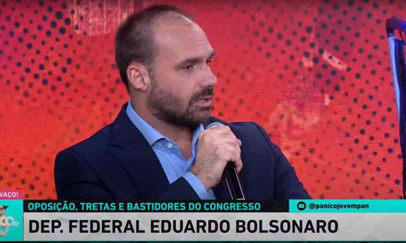 Eduardo Bolsonaro dando entrevista para o programa Pnico na Jovem Pan