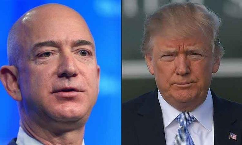 Jeff Bezos e o presidente dos EUA Donald Trump (foto: Mandel Ngan / AFP) Jeff Bezos e o presidente dos EUA Donald Trump (foto: Mandel Ngan / AFP)