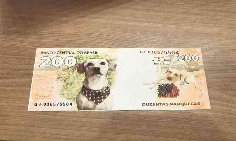 Panqueca estampa nota 'fake' de R$ 200 no Vale do Ao(foto: Divulgao/Cobi Consultoria)