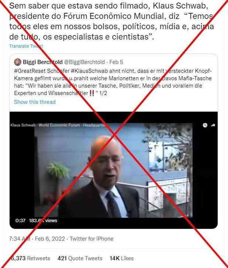 Captura de tela feita em 9 de fevereiro de 2022 de uma publicao no Twitter