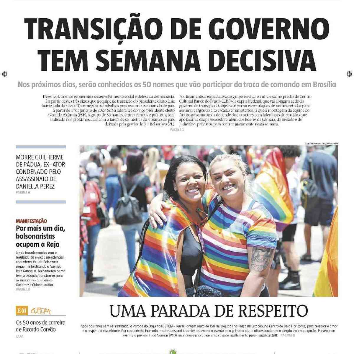 Confira a Capa do Jornal Estado de Minas do dia 31/07/2018