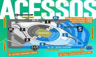 Divulgao/Minas Arena(foto: Minas Arena divulgou foto que mostra os acessos das torcidas de Cruzeiro e Atltico)