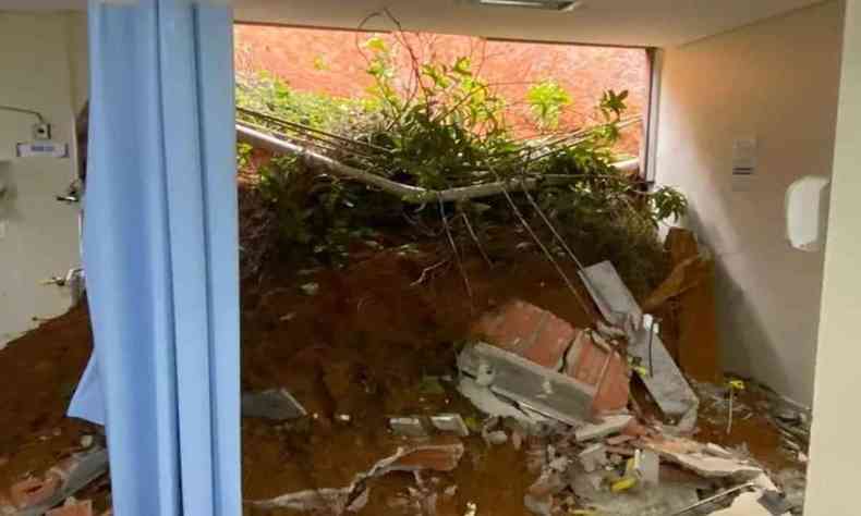 Centro de Tratamento Intensivo do Hospital Nossa Senhora das Dores foi atingido por um deslizamento de terra na madrugada deste domingo (9/1) 