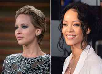 Imagens ntimas da atriz Jennifer Lawrence (E) vazaram no domingo. Outras personalidades, como a cantora Rihanna, podem estar na lista dos hackers(foto: Files/AFP)