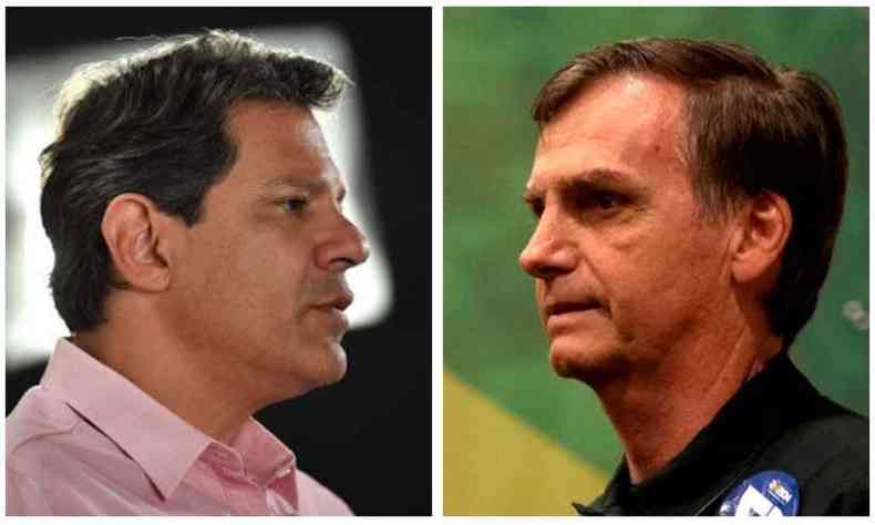  Os candidatos  Presidncia, Jair Bolsonaro e Fernando Haddad (foto: NELSON ALMEIDA/MAURO PIMENTEL)