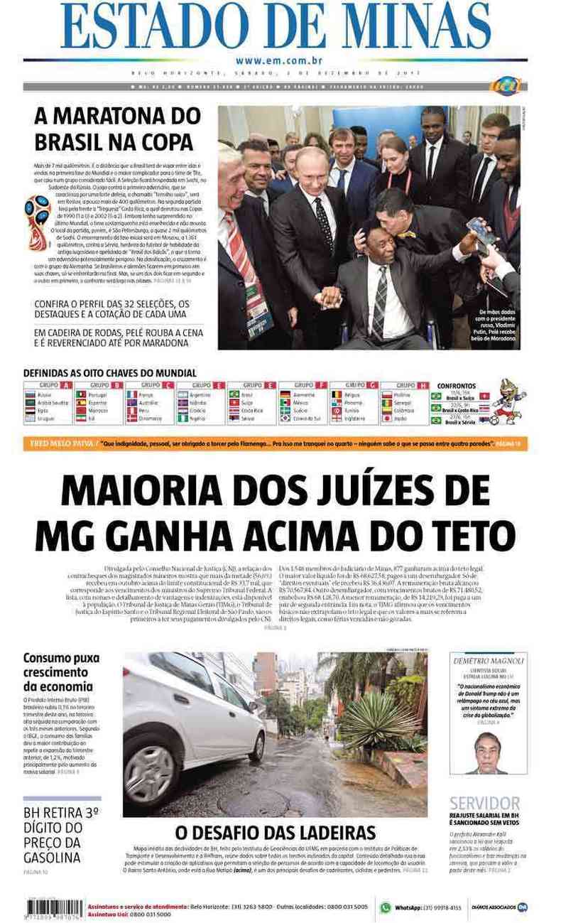 Confira a Capa do Jornal Estado de Minas do dia 02/12/2017