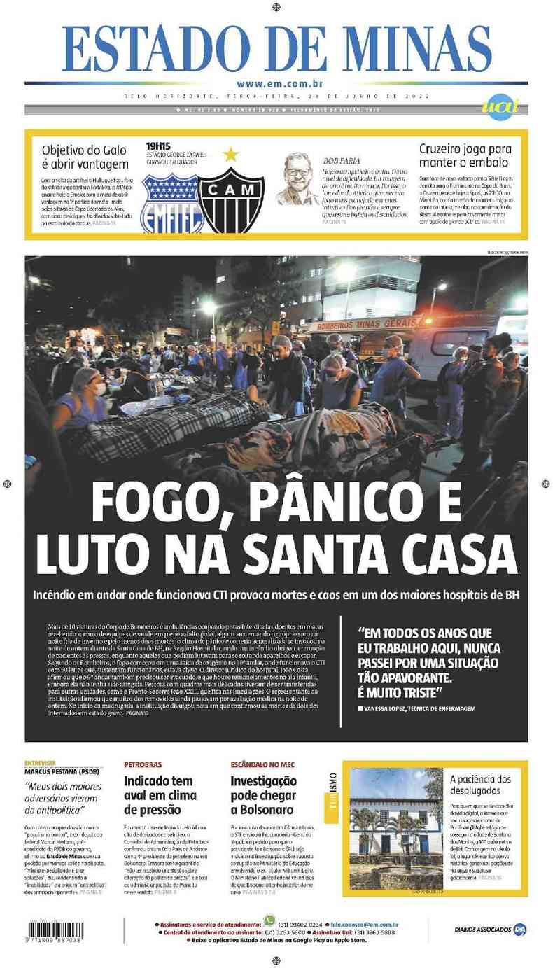 Confira a Capa do Jornal Estado de Minas do dia 28/06/2022