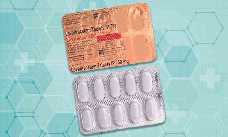 cartelas do remédio levetiracetam, usado para combater epilepsia