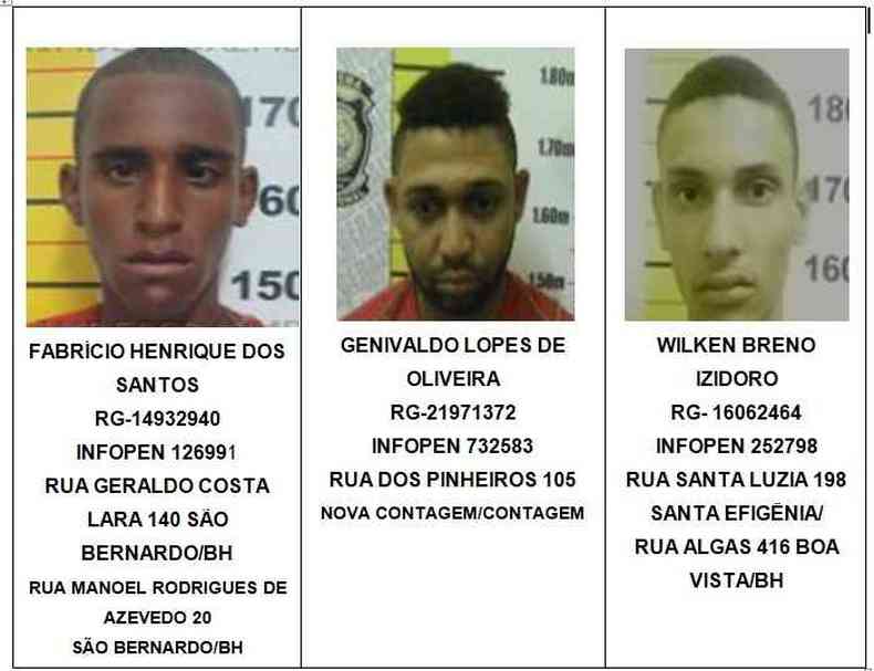 Detentos que so procurados pela polcia aps fuga do presdio(foto: Reproduo/WhatsApp)