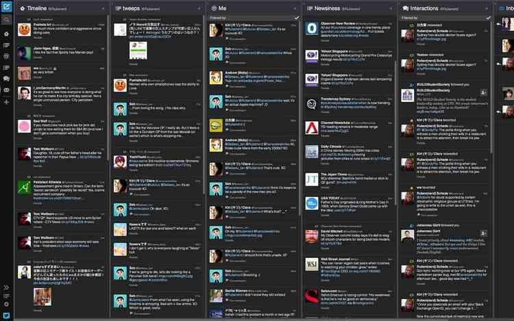 Tela do TweetDeck 