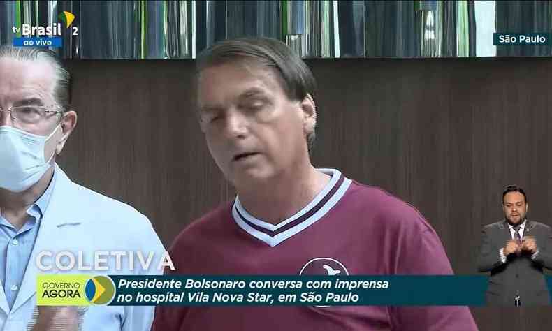 Bolsonaro durante entrevista coletiva na manh desta quarta-feira, em So Paulo