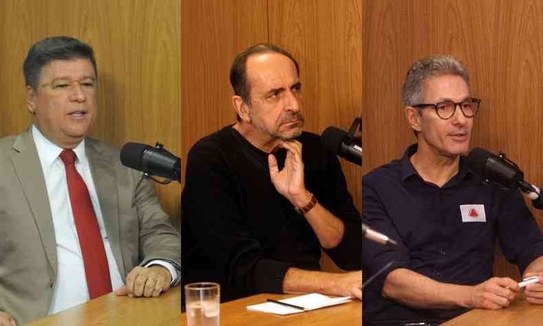 Candidatos Carlos Viana, Alexandre Kalil e Romeu Zema