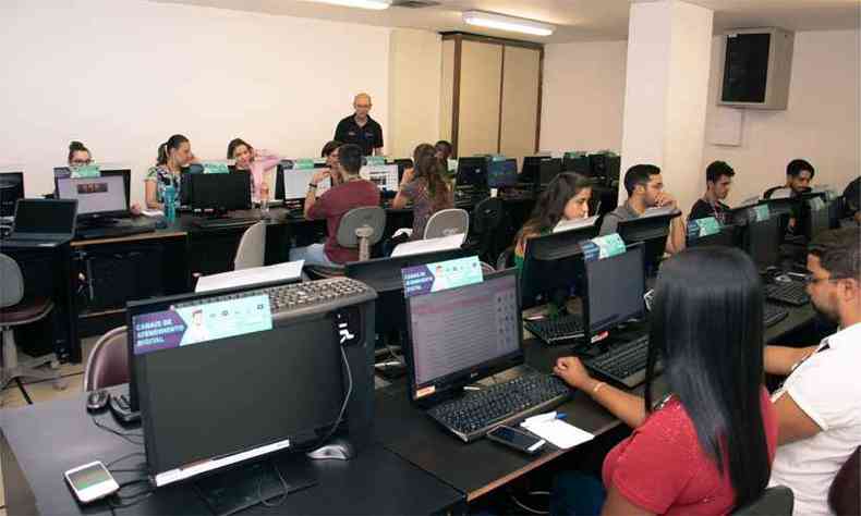 Laboratrio de informtica do centro universitrio, o primeiro de Minas a receber a tecnologia da Google for Education(foto: Maykel Douglas/UniBH )
