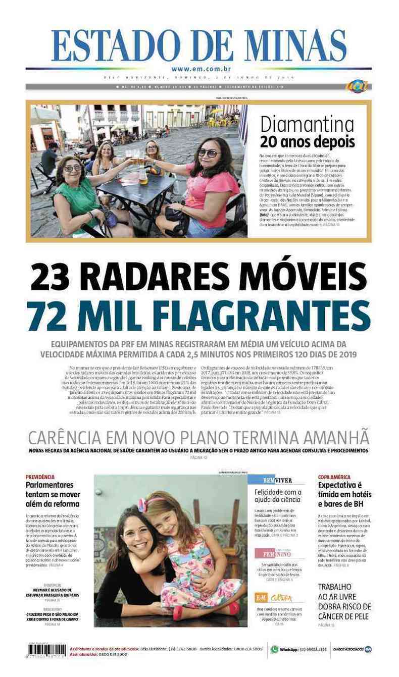 Confira a Capa do Jornal Estado de Minas do dia 02/06/2019(foto: Estado de Minas)