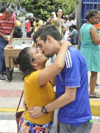 Micaella e Marcos trocam beijo de boa sorte antes das provas(foto: Juarez Rodrigues/EM/DA Press)