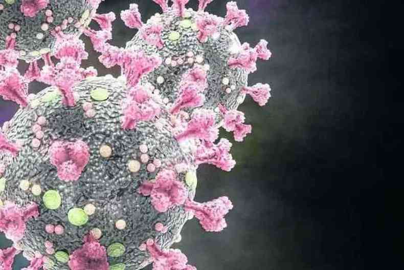 Imagem microscpica do Sars-CoV-2: molcula age justamente no momento da infeco de clulas humanas (foto: Dotted Yeti/Divulgao)