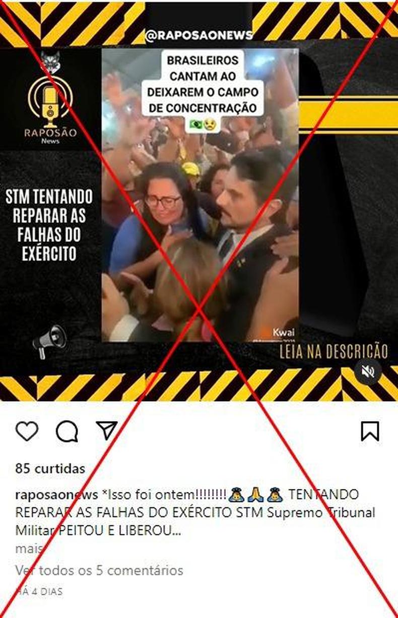 Captura de tela feita em 30 de maio de 2023 de uma publicao no Instagram 