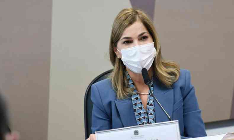 Mayra Pinheiro durante depoimento  CPI da COVID(foto: Edilson Rodrigues/Agncia Senado)